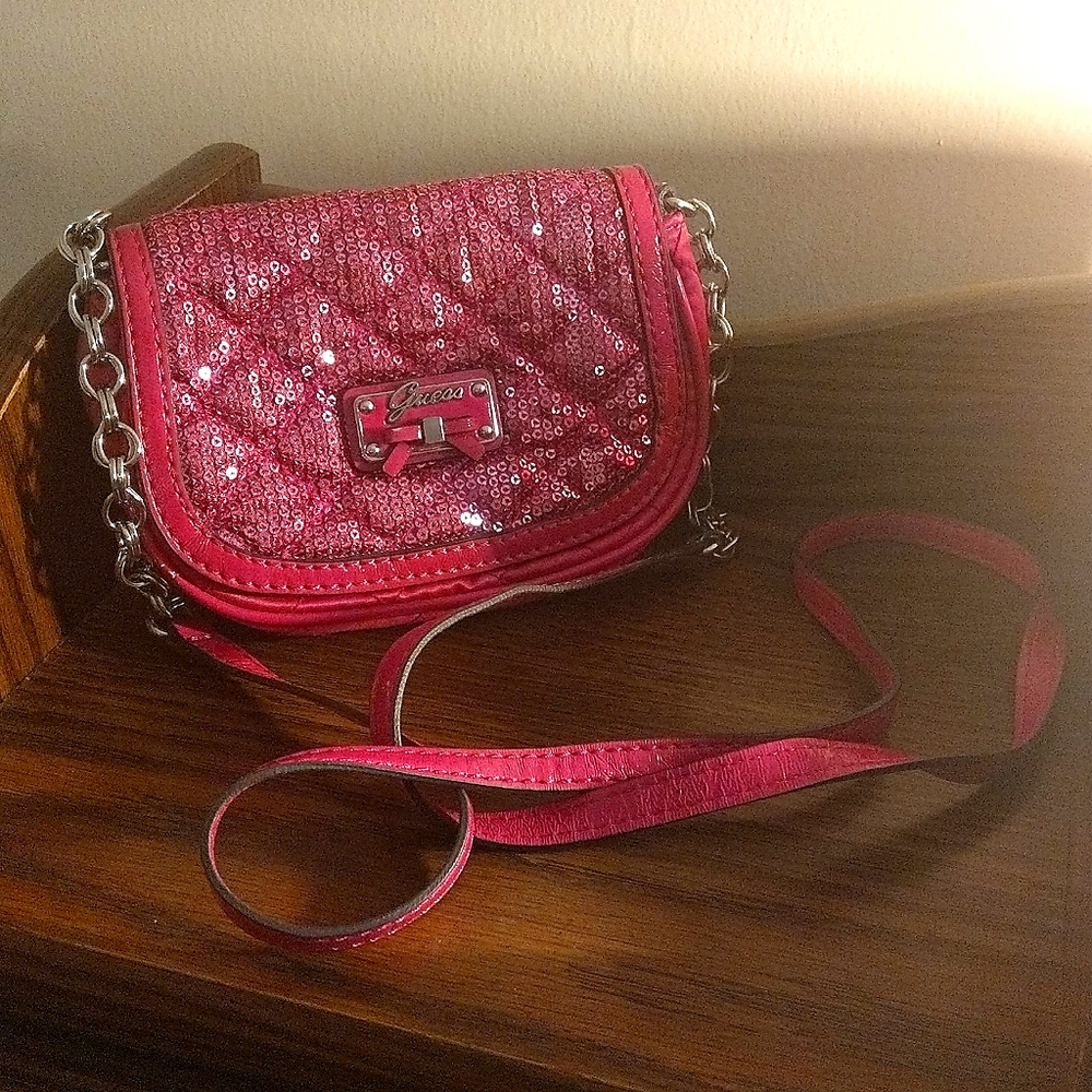 Pink sequin Guess purse